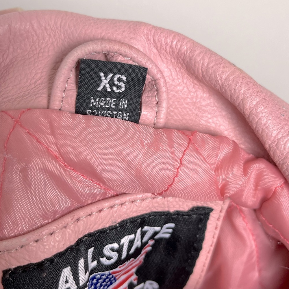 kids' allstate leather pink moto jacket size xs - Picture 12 of 12